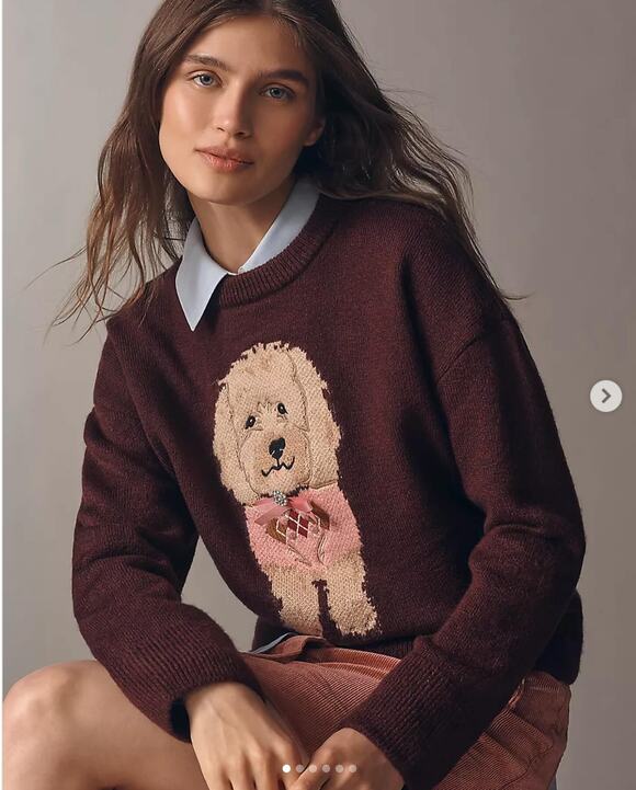 Anthropologie Sweaters - New! Anthropologie Maeve Crew-Neck Dog Icon Pullover Sweater, size S